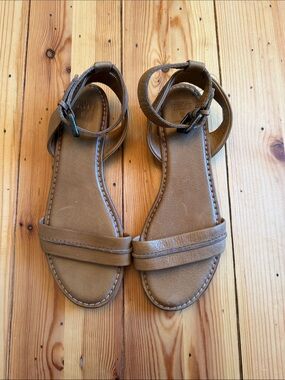 Frye Tan Leather Ankle-Strap Sandals